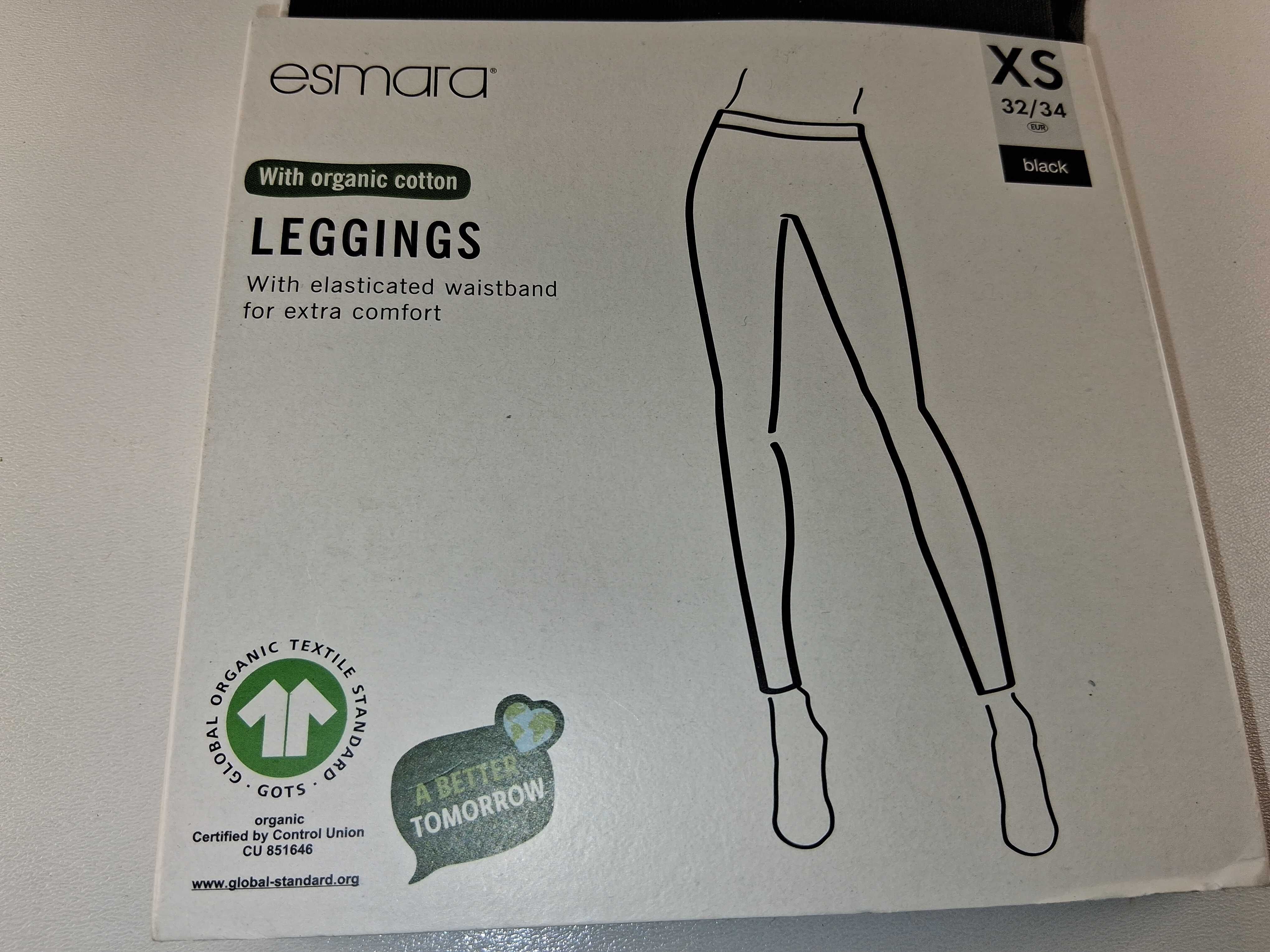 A220 Esmara Legginsy Damskie Z Bawełny Organicznej Czarne Roz XS 32/34
