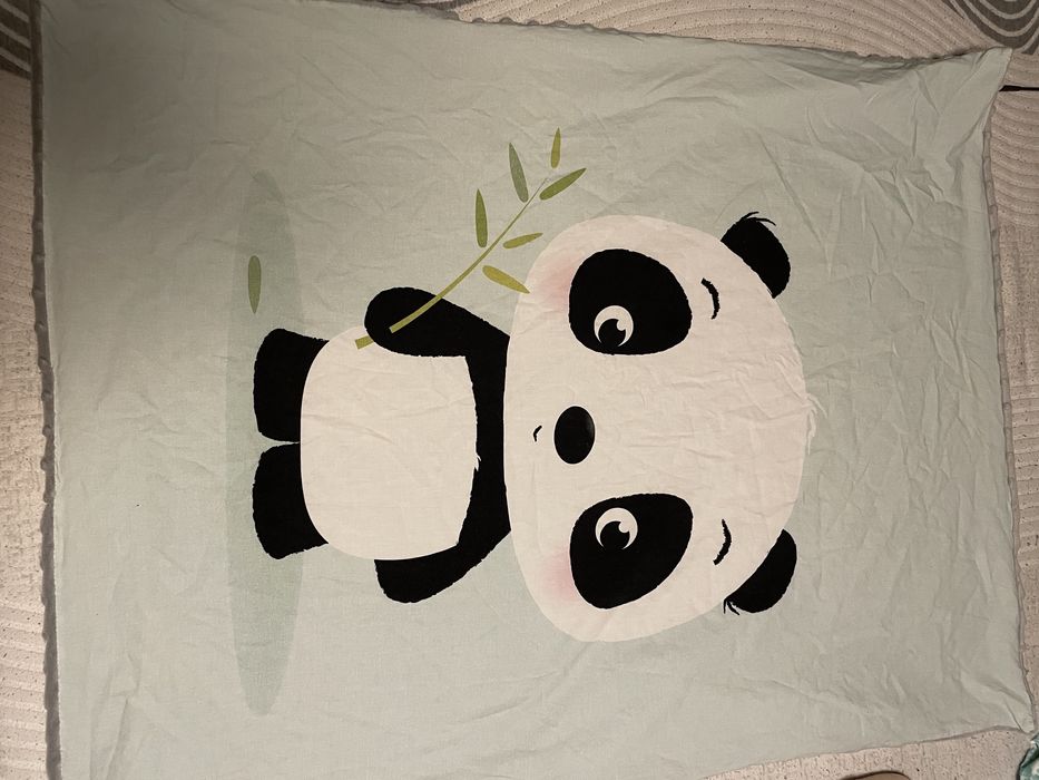 Minky kocyk i poduszka panda 75x100