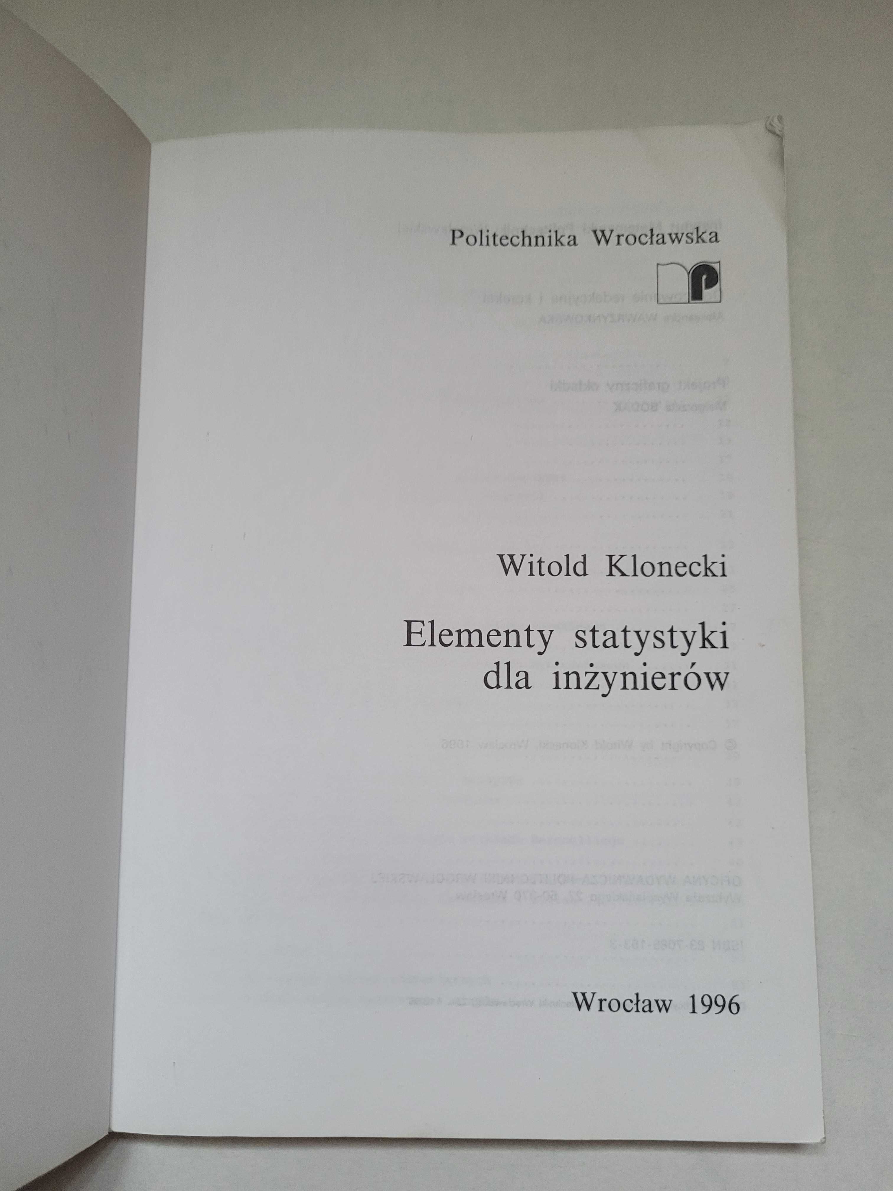 Elementy statystyki dla inżynierów, Witold Klonecki