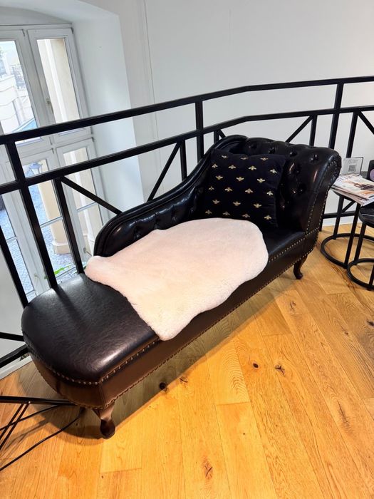 Sofa szezlong czarna, ekoskóra