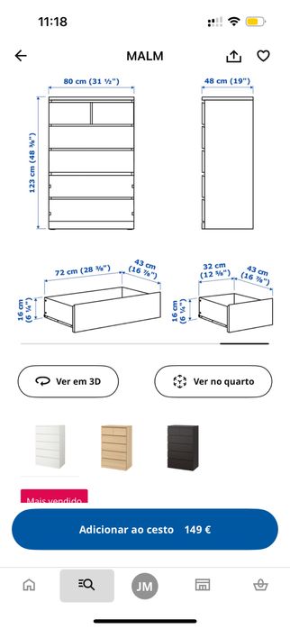 Módulo de 6 gavetas MALM