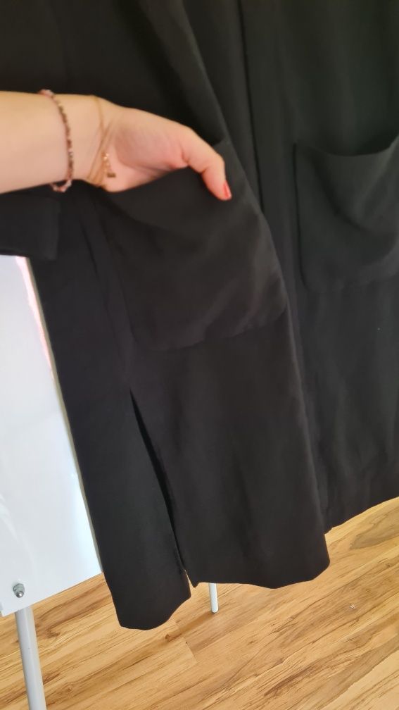 Długi kardigan narzutka czarna H&M M