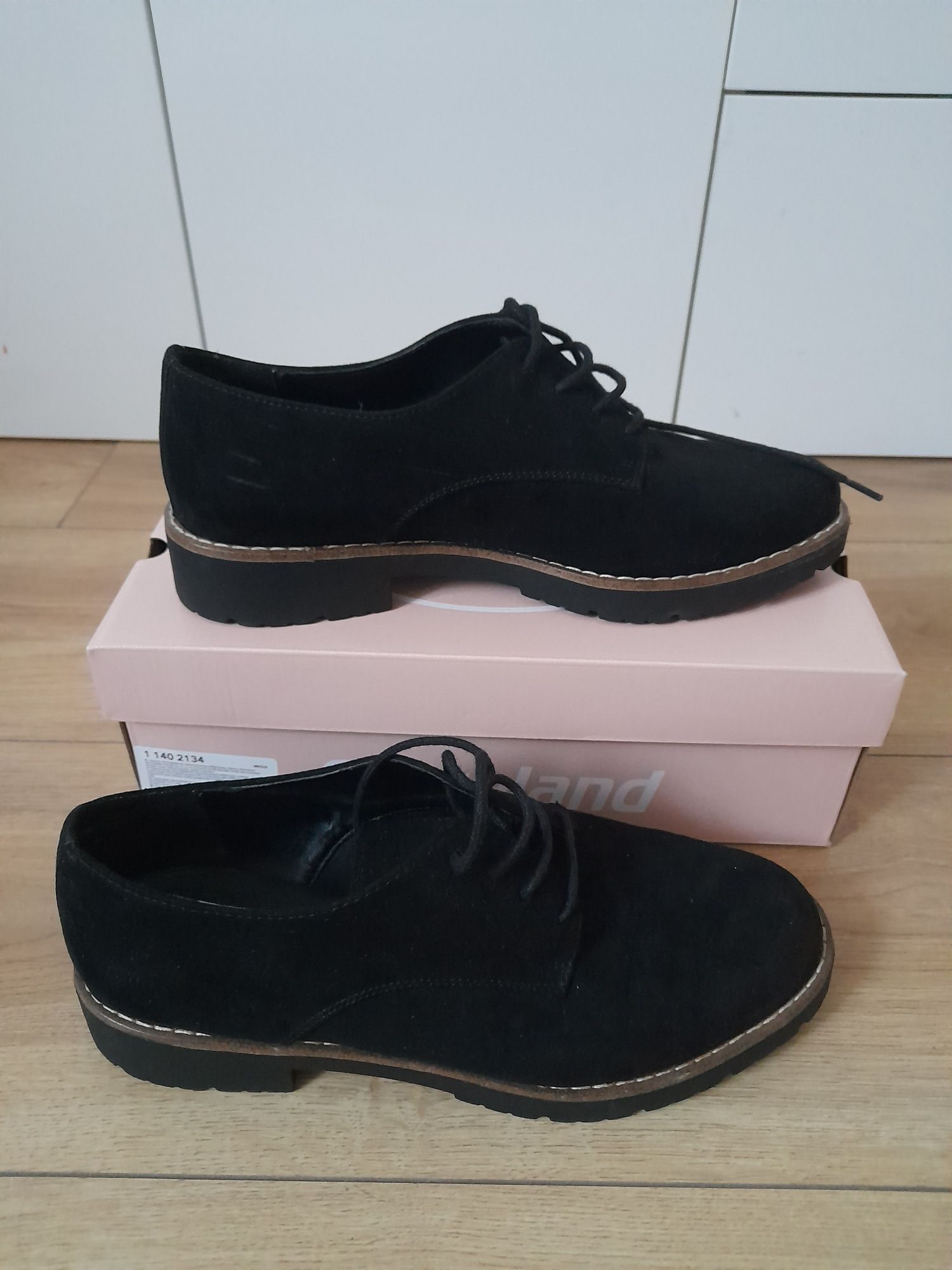 Nowe czarne sznurowane buty Graceland półbuty damskie rozmiar 39