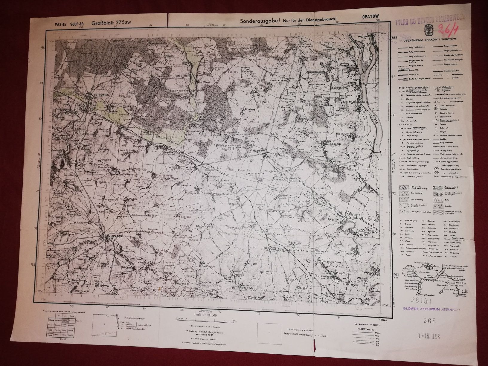 Mapa Opatów k/Kielce 1937