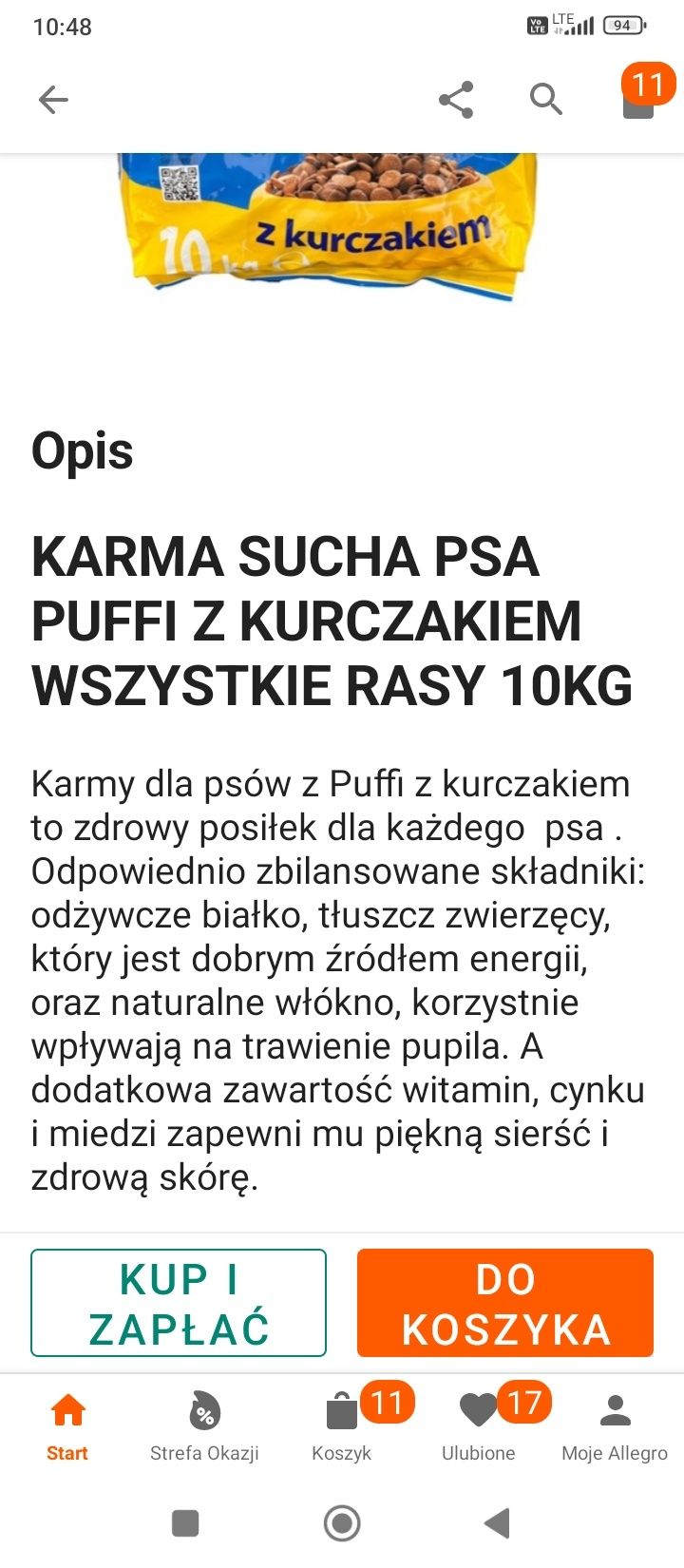 Puffi Kurczak Sucha Karma 10 kg