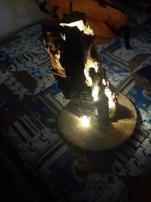 decoração em madeira com led