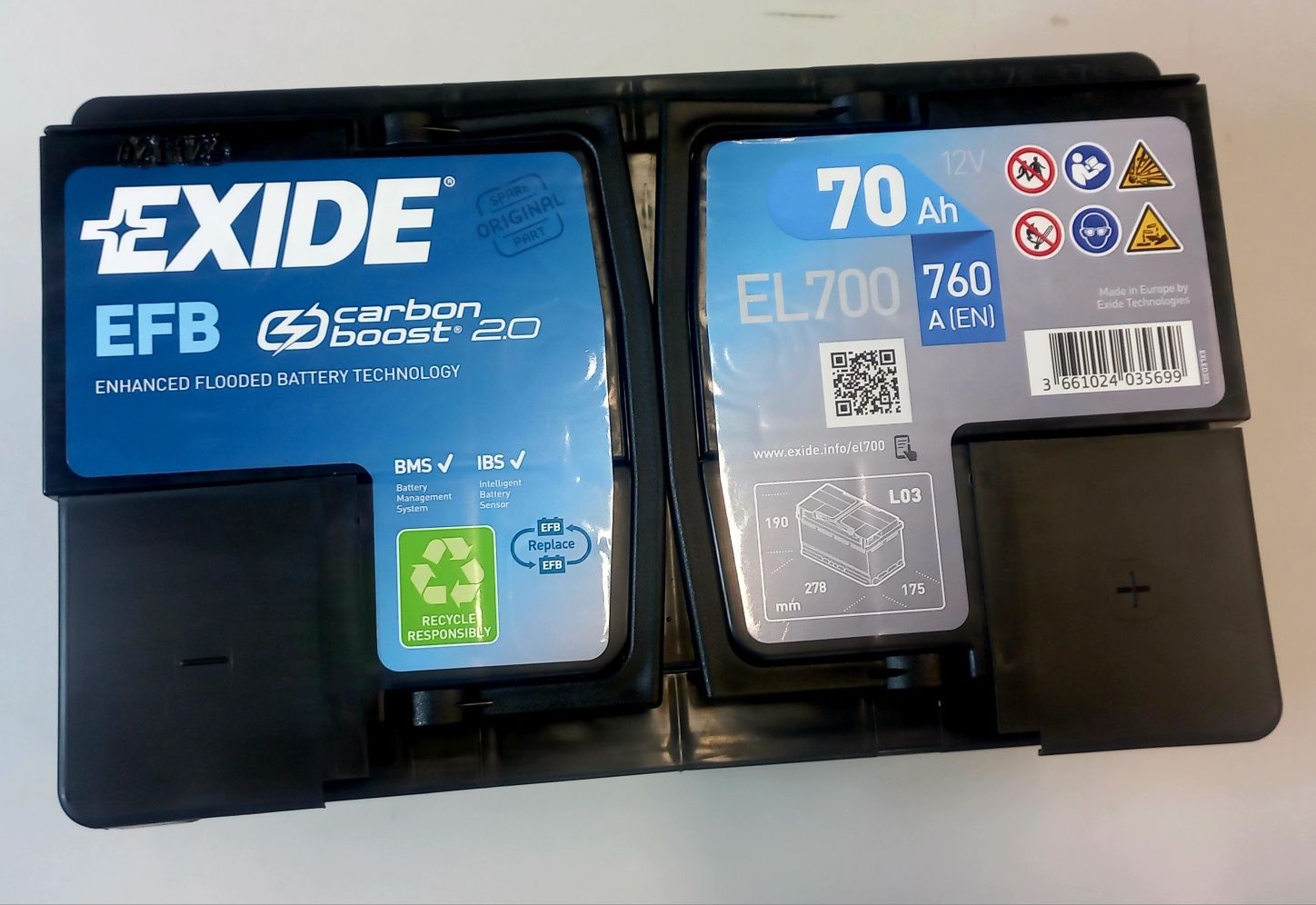 Akumulator EFB Exide EL700 12V 70AH 760A start/stop Nowy