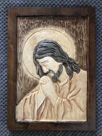 Rzeźba drewniana, "Jezus modlący się", rękodzieło, prezent