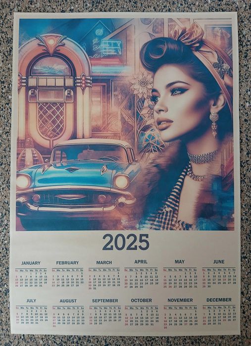 Calendário 2025 com Ilustração (papel kraft, formato A3)
