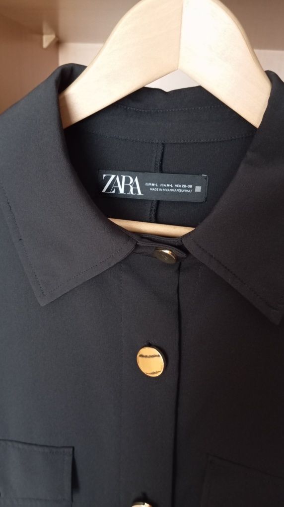 Camisa-Casaco Comprido Preto Zara