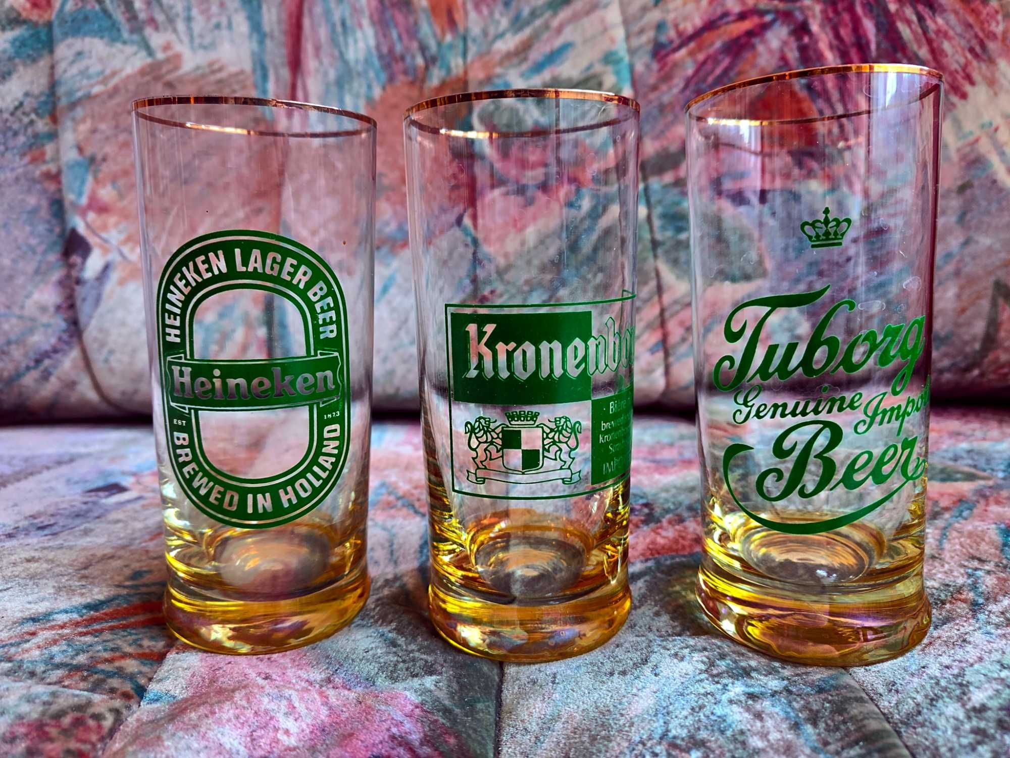 Tuborg Kronenbourg Heineken 3 szklanki do piwa unikat Vintage