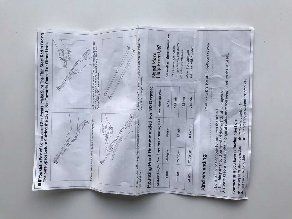 Siłownik gazowy pneumatyczny 50cm komplet 2 sztuki