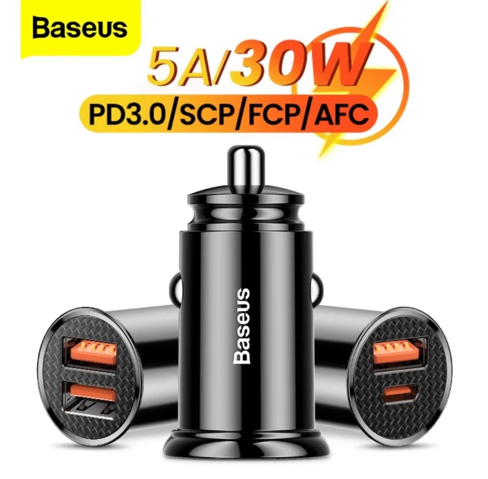 Baseus usb A + usb A 30W 5A зарядне 12v 24v