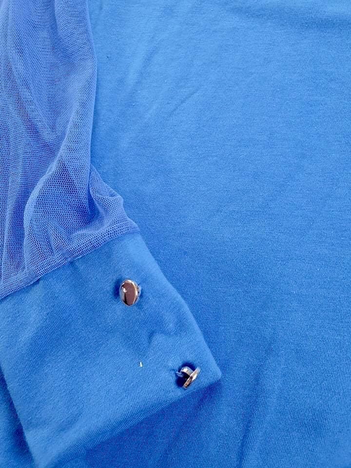 Błękitna bluzka damska z dlugimi transparentnymi rękawami,r. Uni