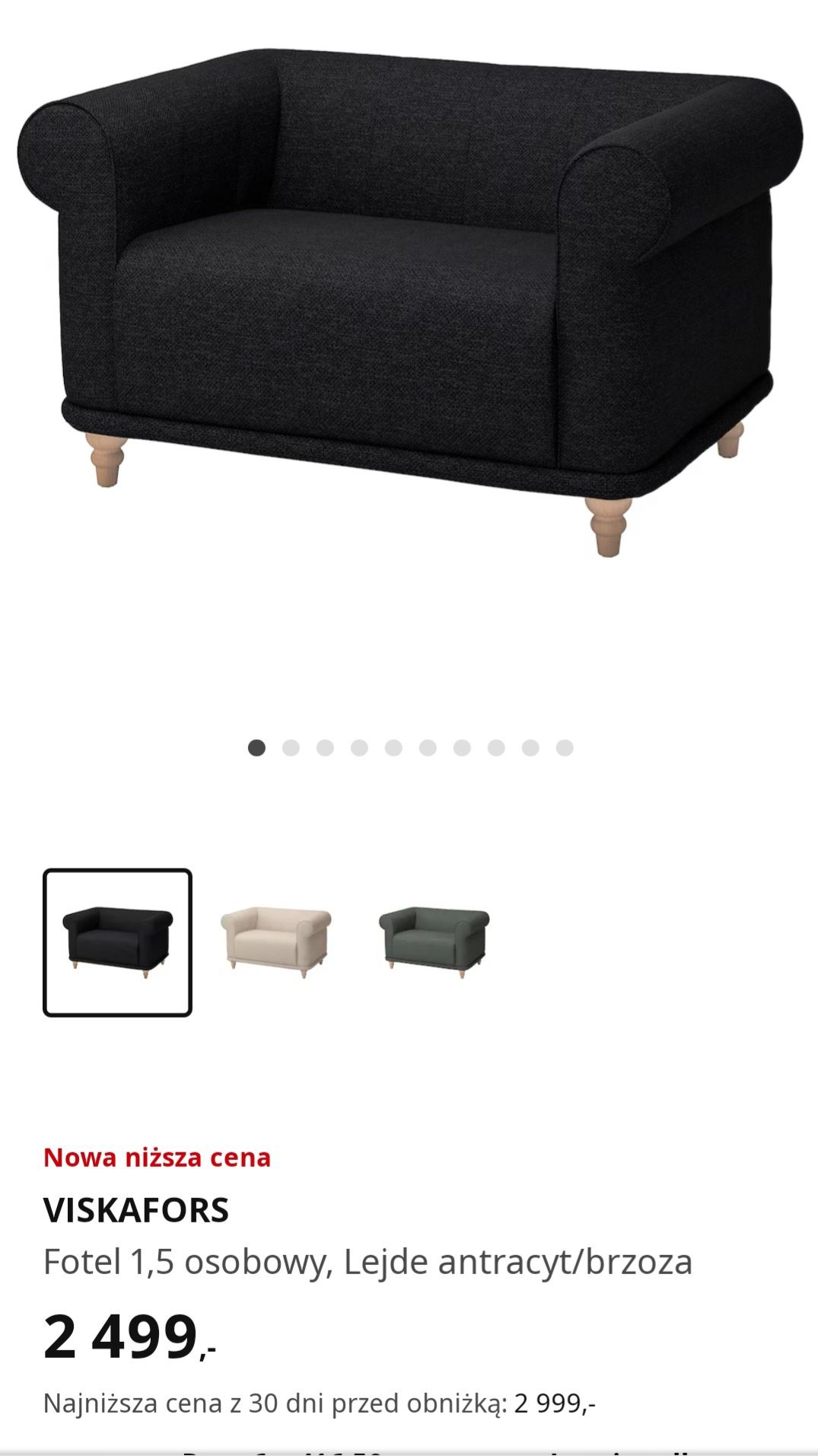 Mini sofa/ Fotel 1,5 os. - 60% ceny VISKAFORS z Ikea  
Fotel 1