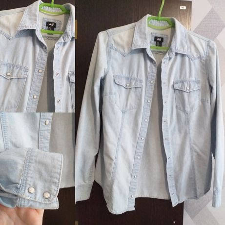 Рубашка джинсова в смужку Н&М Mango Блуза Кардиган