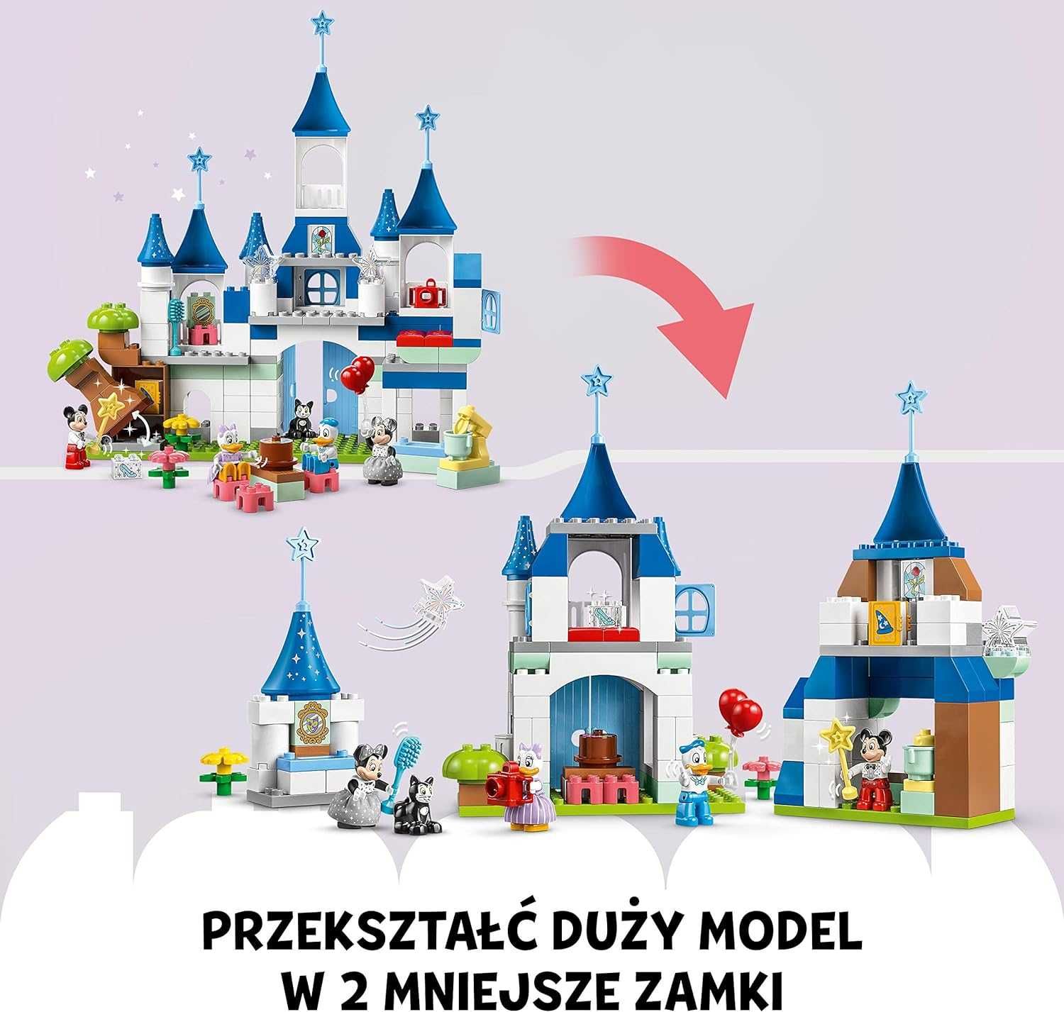 LEGO 10998 DUPLO | Disney Magiczny zamek 3 w 1, Zestaw z Figurkami