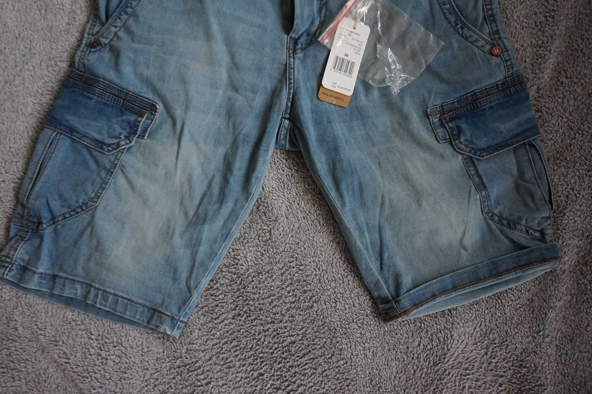 Spodenki jeansowe, bojówki firmy TIMEZONE slim fit, r. 30