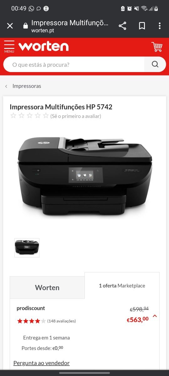 Impressora hp officejet 5742