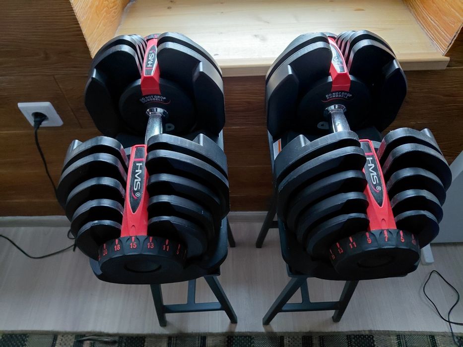 Sztangielki regulowane HMS SR 80 plus stojaki  plus ławeczka regulowan