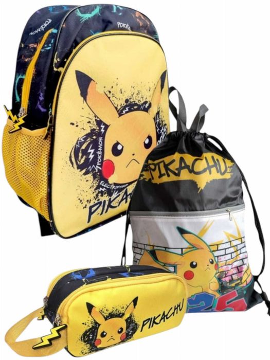 Zestaw Plecak szkolny worek piórnik saszetka Pokemon Pikachu