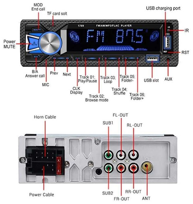 Autoradio Bluetooth microSD USB AUX