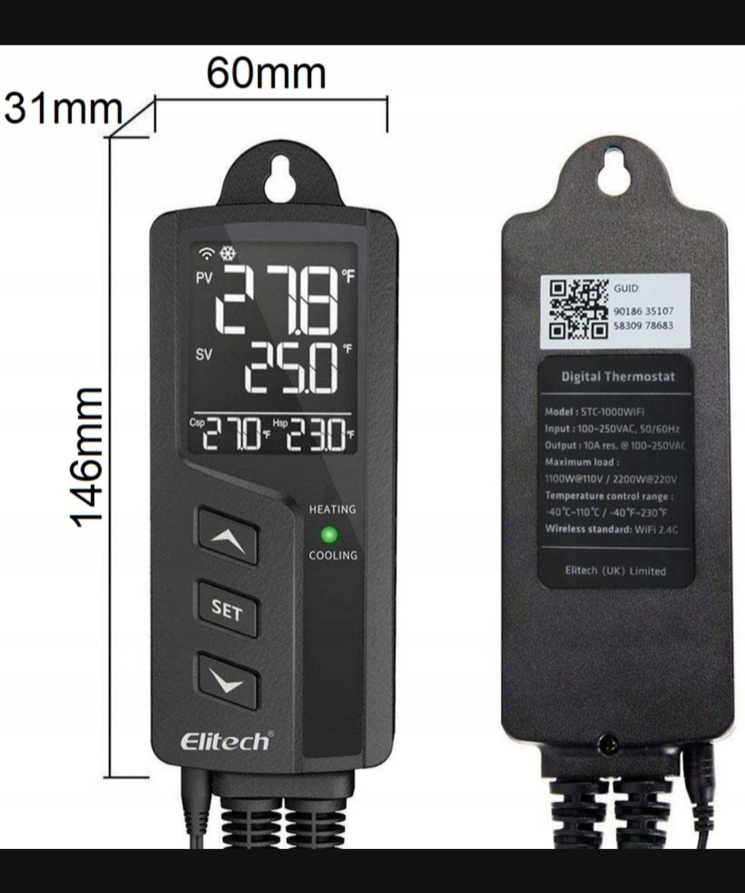 Elitech sterownik temperatury/termostat do akwarium/innych zastosowań