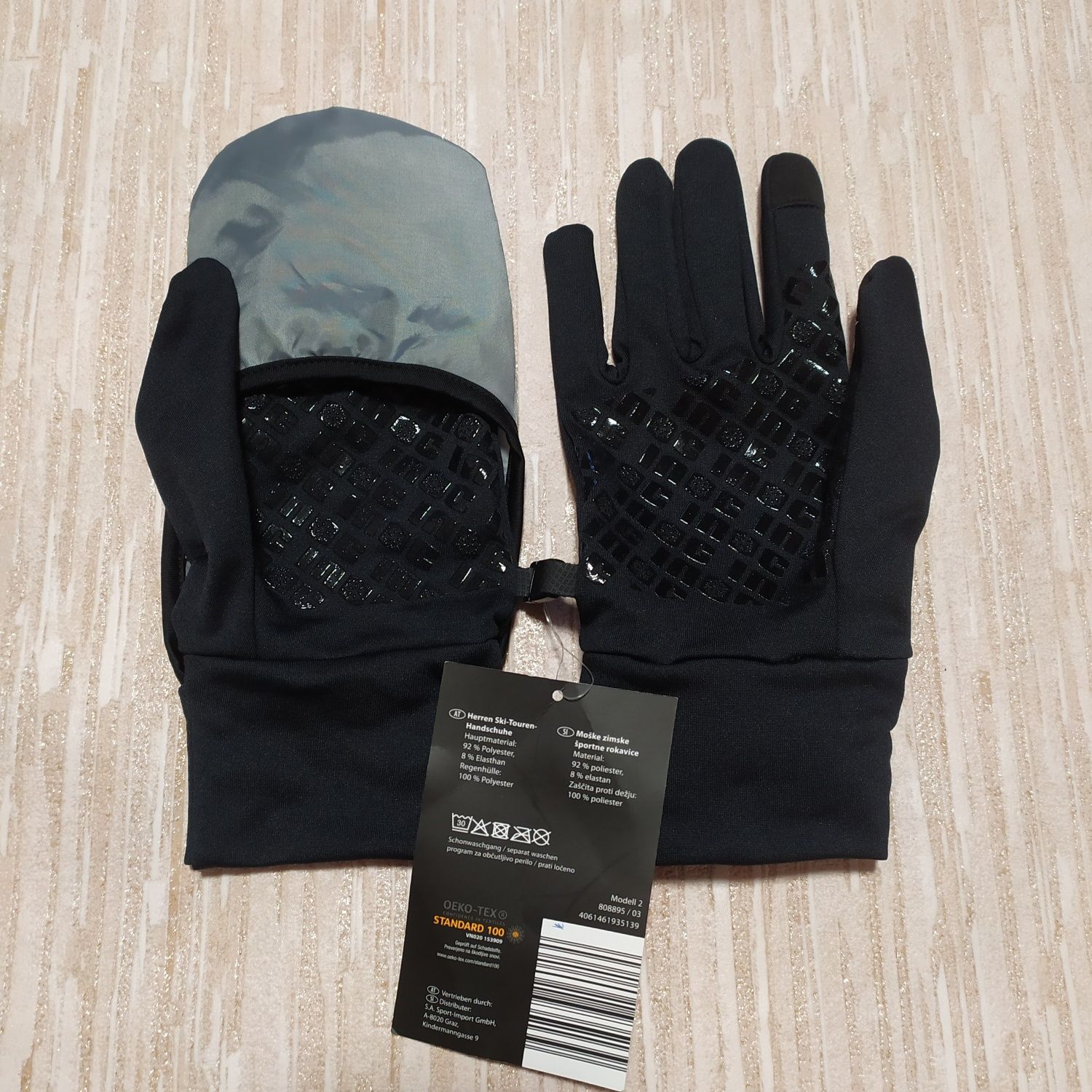 2 в 1 спортивные перчатки варежки Crane р.8,5-9 лыжные беговые
