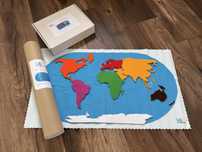 Mapa montessori z filcowymi kontynentami plus gratis