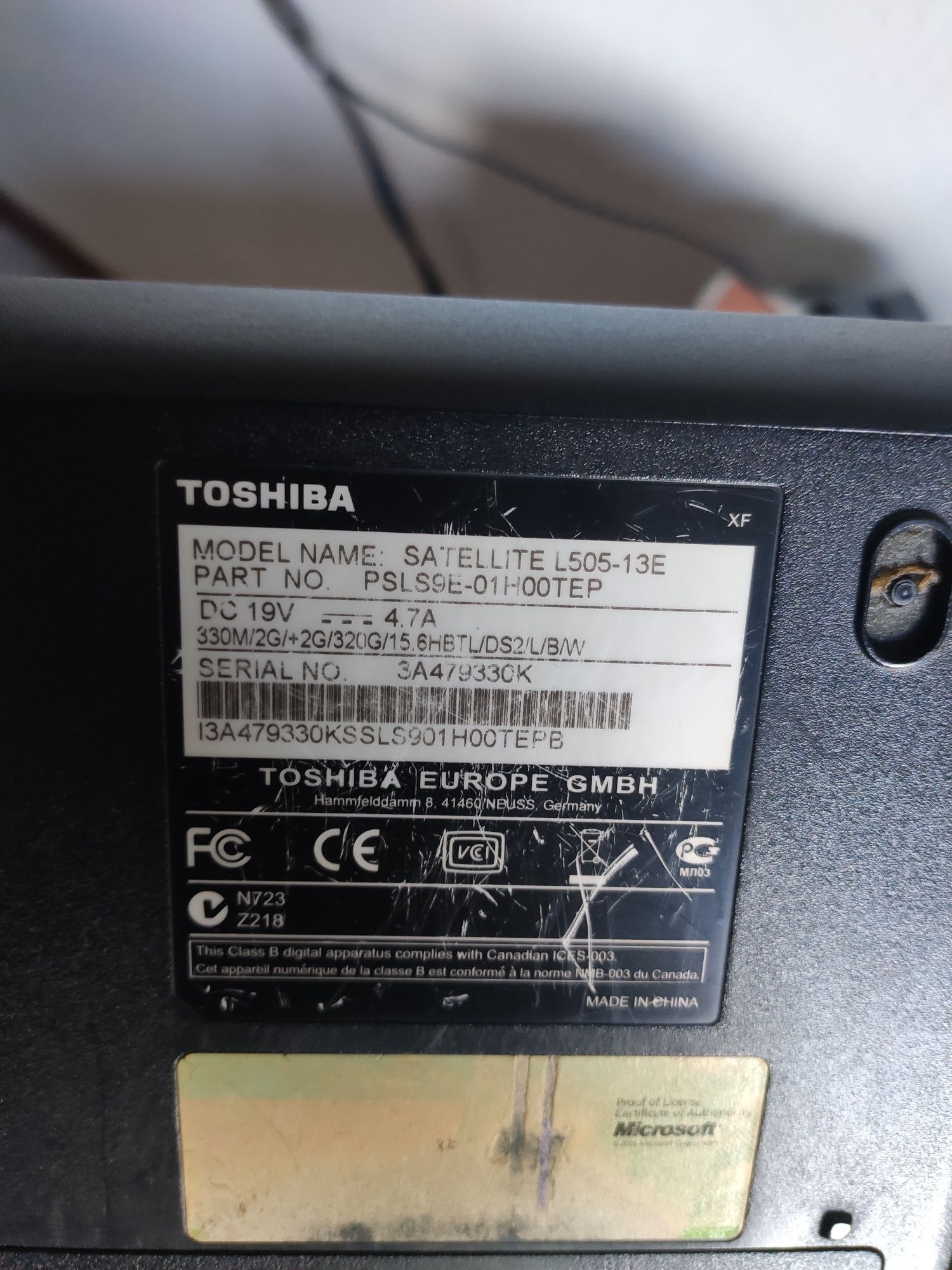 Portátil Toshiba Satellite L505-13E