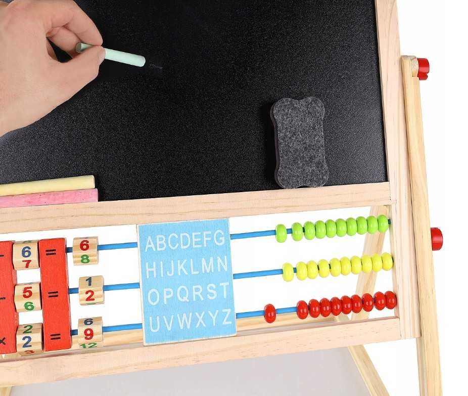 Tablica magnetyczna kredowa i suchościeralna dla dzieci 6w1 + akcesori