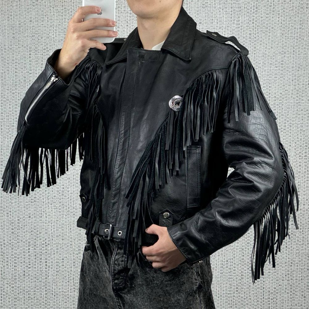 Кожанка Vintage Dollar Leather Cowboy шкірянка косуха мото куртка кожа