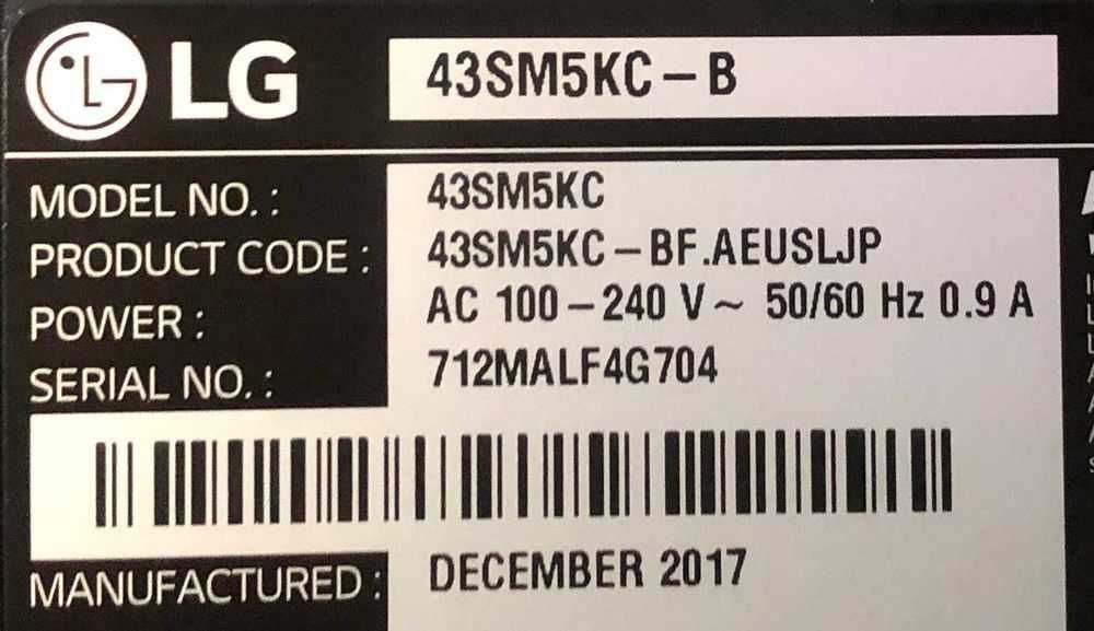 Peças TV LG 43SM5KC-B EAX66232.506  EAX66892.203 .6870C-0532C Testadas