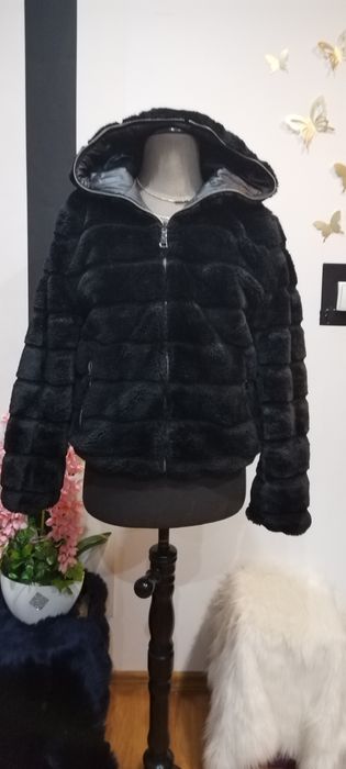 kurtka futerko damska pikowana dwustronna