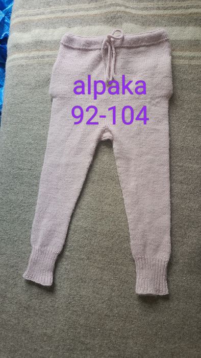 Ręcznie robione getry 98 spodnie wełniane z wełny alpaka 92 104