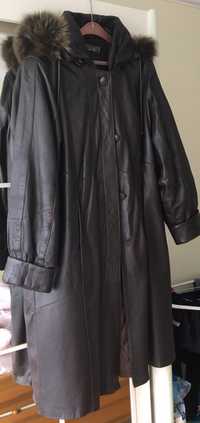 Płaszcz skórzany z pikowaną podszewką XL