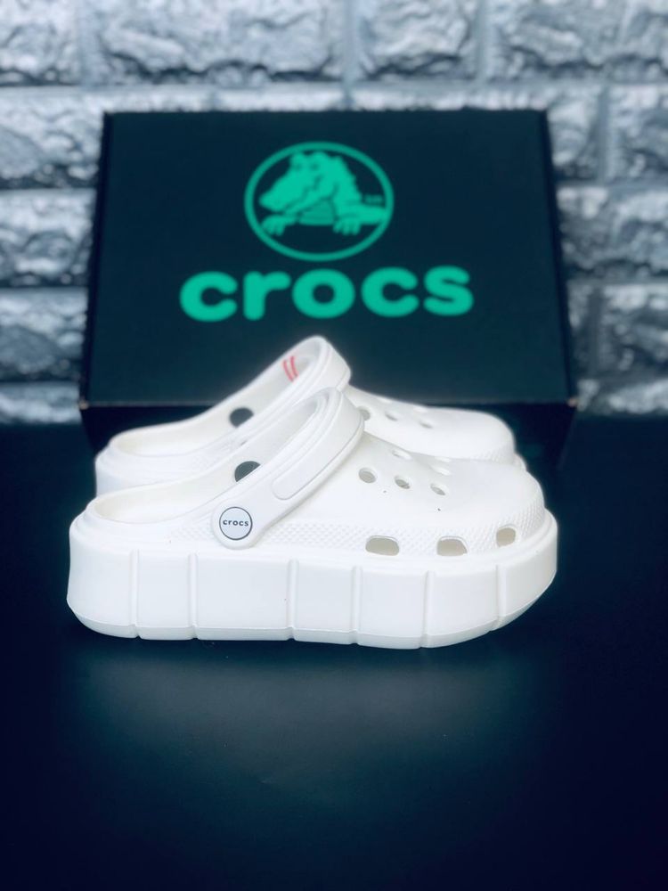Белые кроксы на платформе / Крокс белые / білі крокси / Crocs Platform