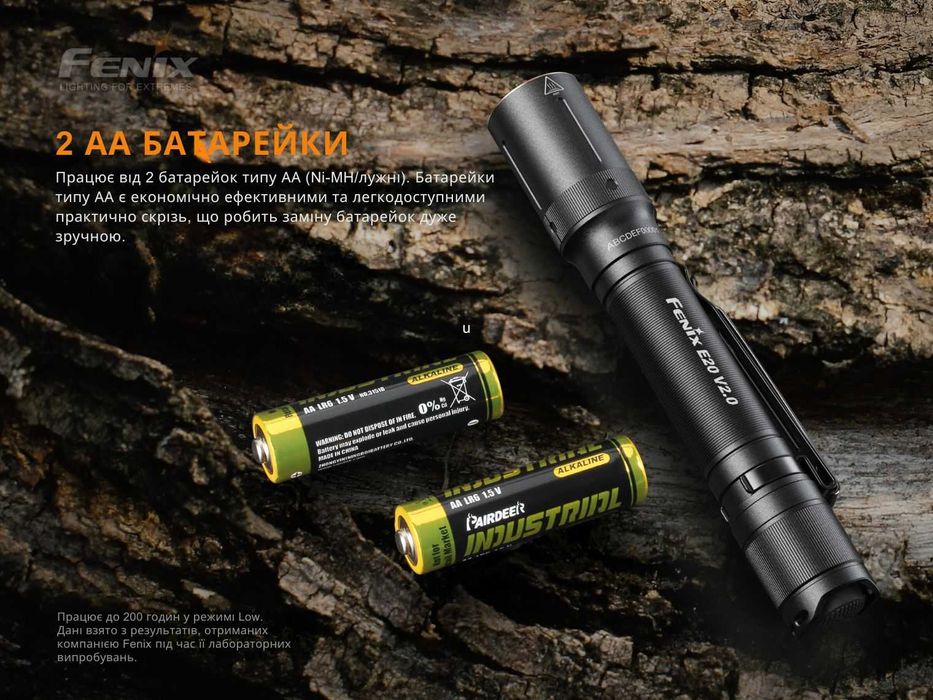 Fenix E20 V2.0 Ліхтар Ручний (350 Люмен 126 Метрів) ГАРАНТІЯ 5 РОКІВ!