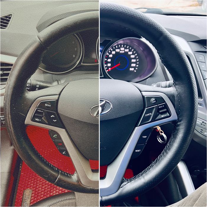 Натуральна шкіряна оплітка керма (діаметр 36 см ) . Встановлення!