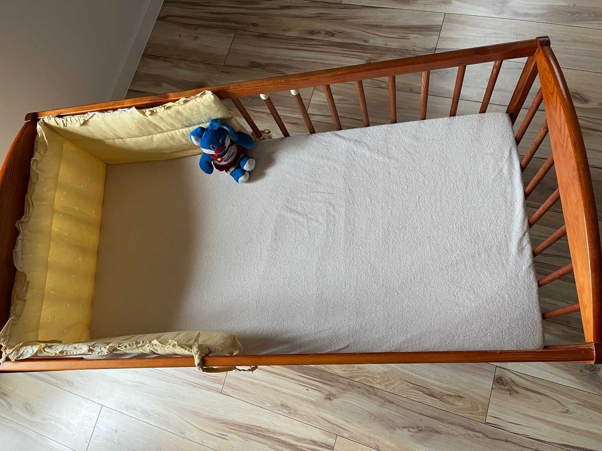 łóżeczko dla dziecka niemowlaka 120x60 drewno, nowy nieużywany materac