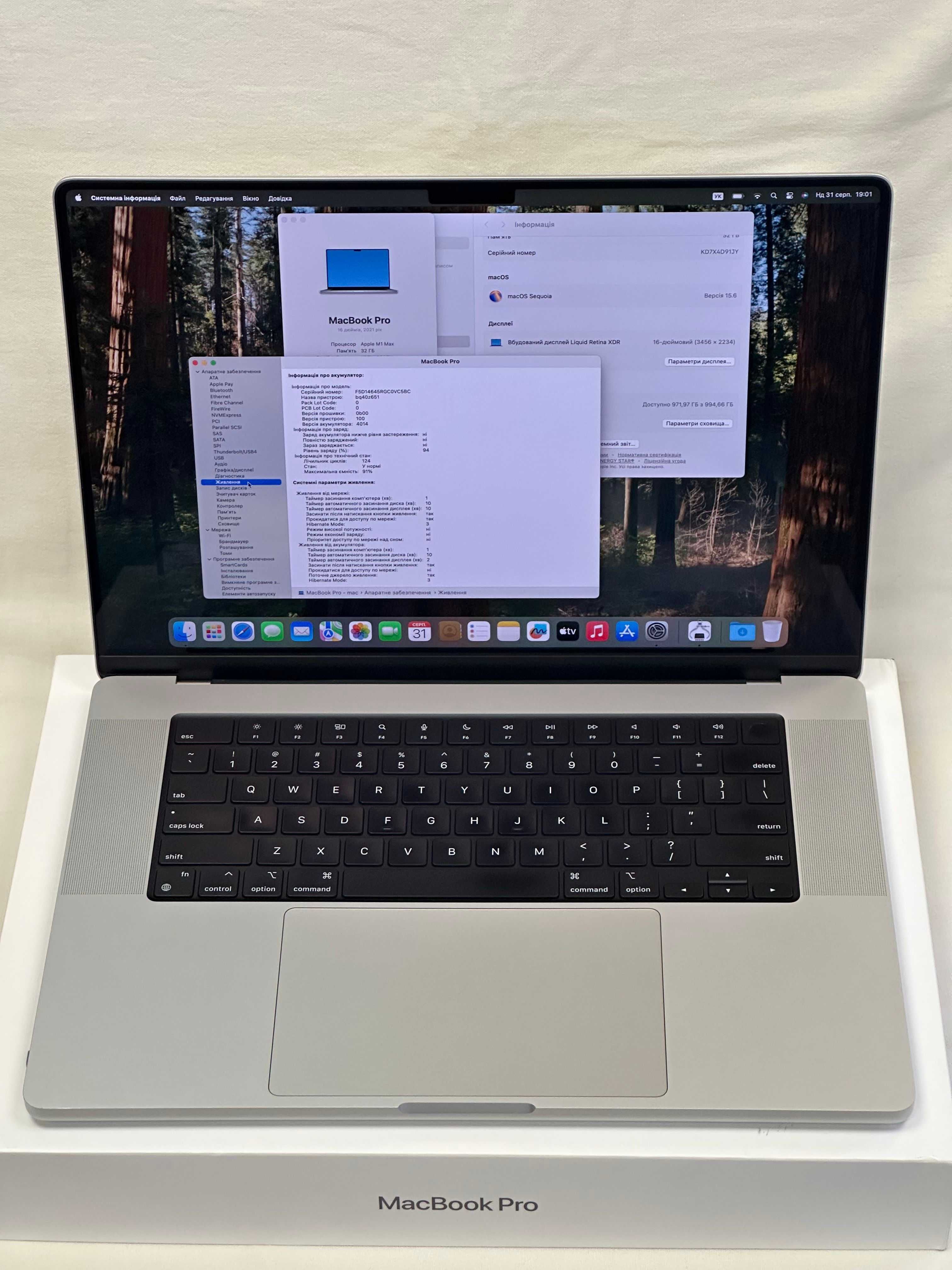 MacBook Pro 16.2”. 2021 M1 MAX-32core, 32RAM/1Tb SSD , Silver