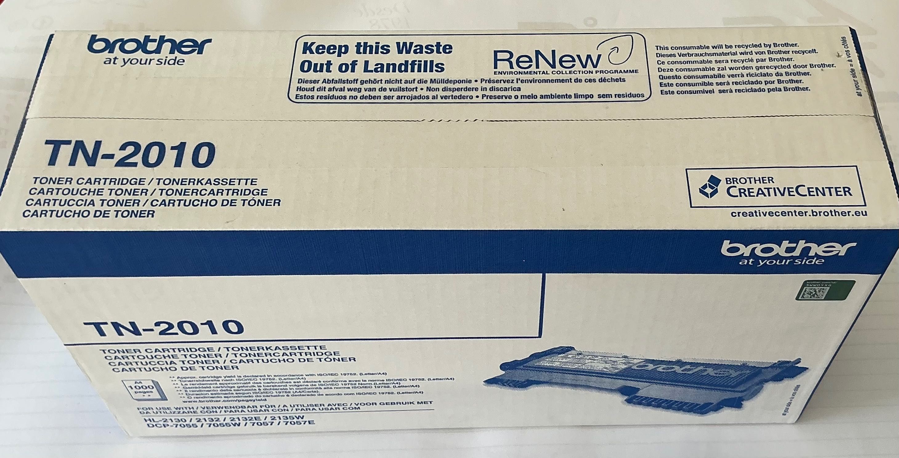 Toner BROTHER TN-2010 ORIGINAL Preto – Novo, Lacrado, Validade: 2029