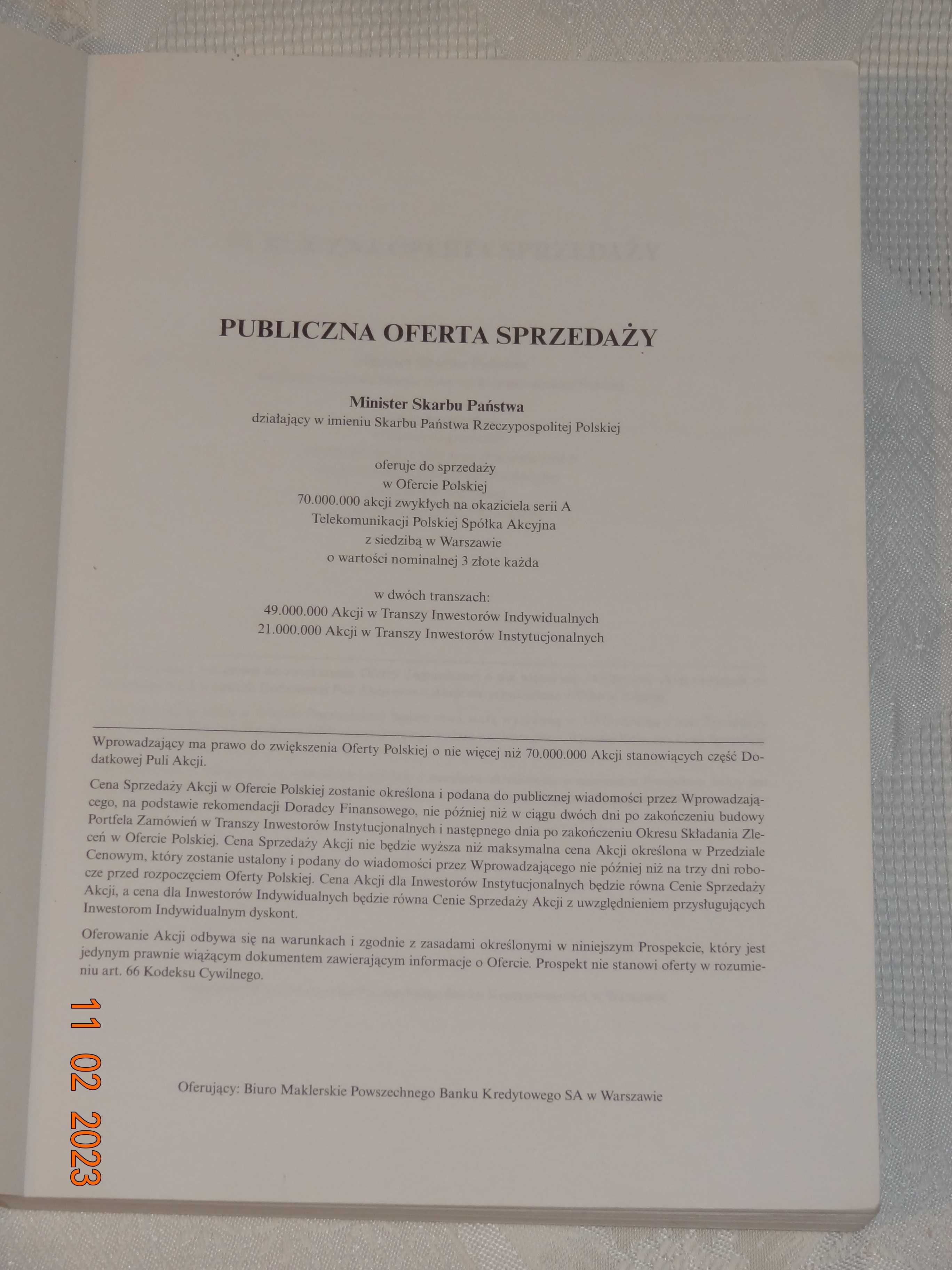 Prospekt emisyjny Telekomunikacja Polska SA TPSA