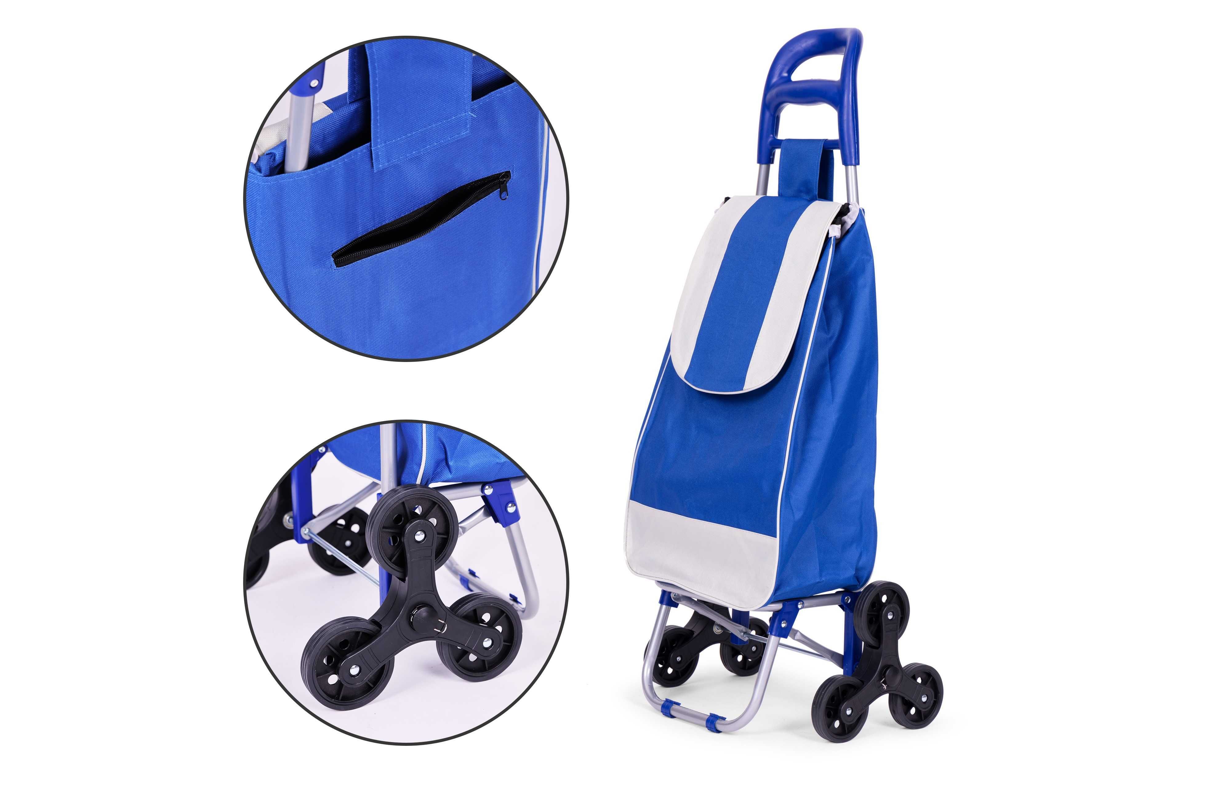 Wózek na zakupy torba 25l na 6 kółkach, niebieski # PGJSFC015