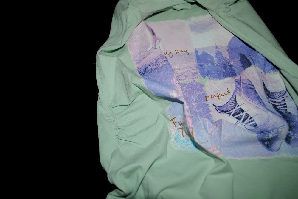 Футболка S для беременной аквамарин мятная с рисунком принт бренд next