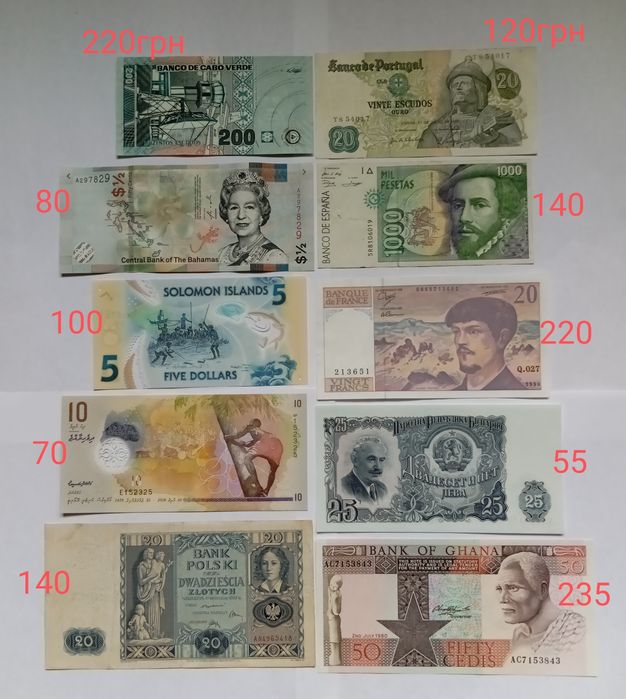 Банкноти Європи Та інші.