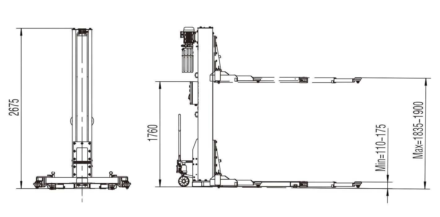 Podnośnik jednokolumnowy 2,8T mobilny półautomat samochodowy