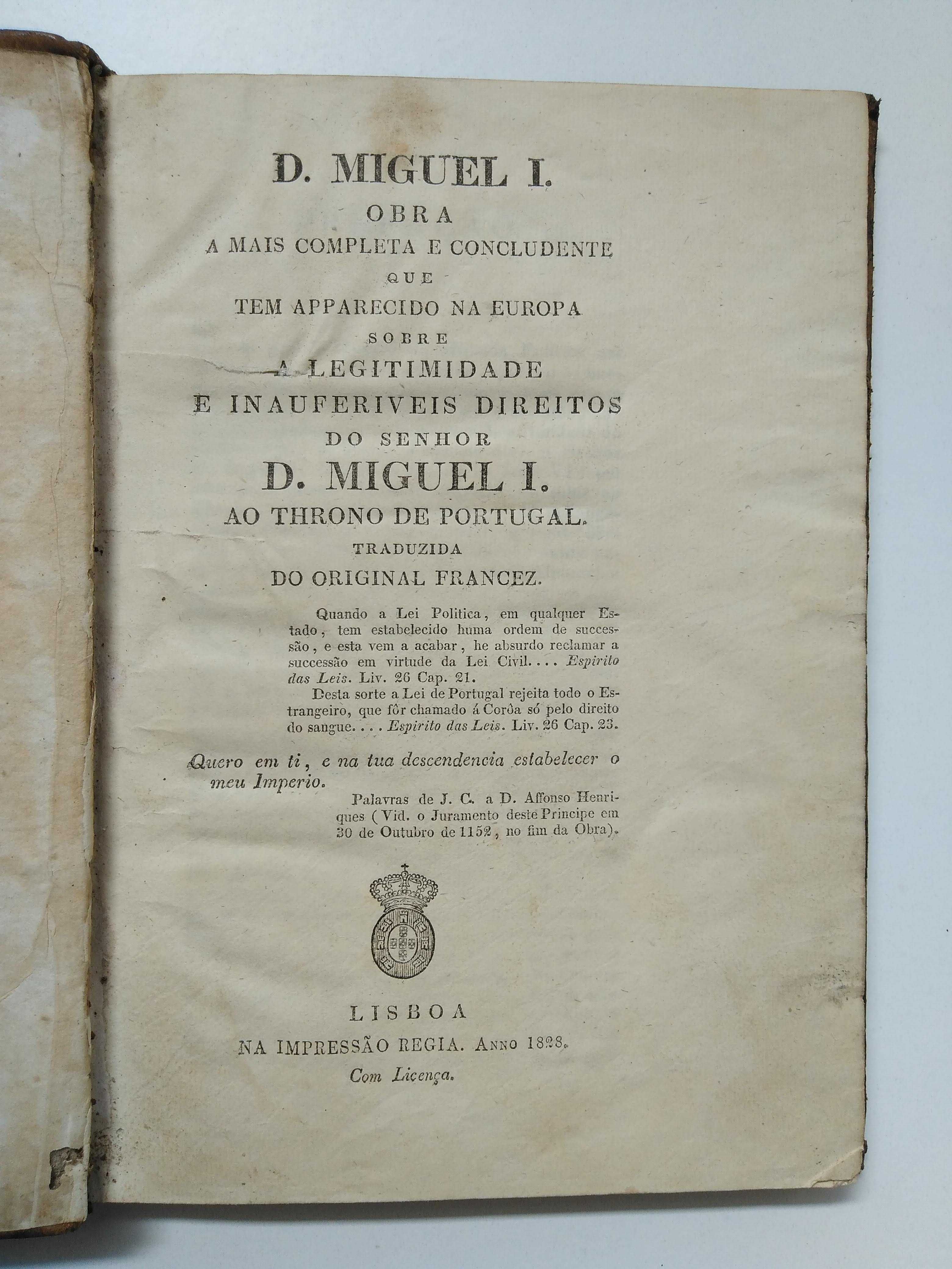 Livro "D. Miguel I", de 1828