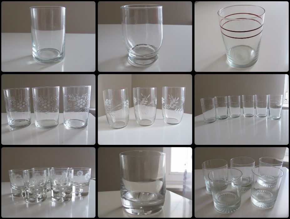 Szklanki, szklaneczki, szkło przezroczyste - różne wzory stan bdb