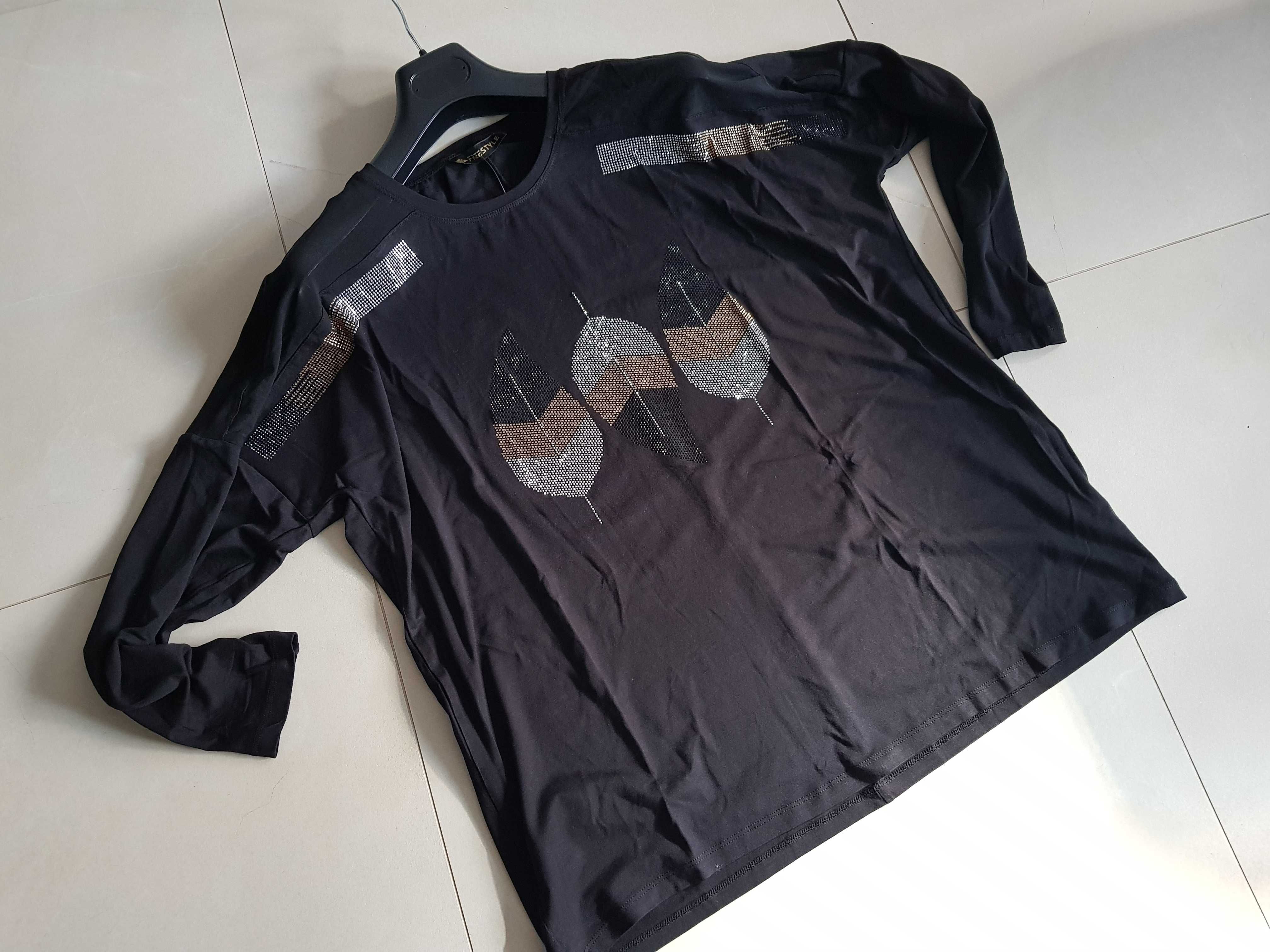 NOWA bluzka tunika oversize  z piękną aplikacją z dżetów cekinów